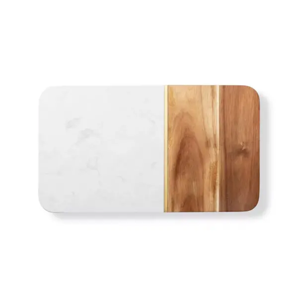 14" x 8" Marble and Acacia Cheese Board - Cathy's Concepts