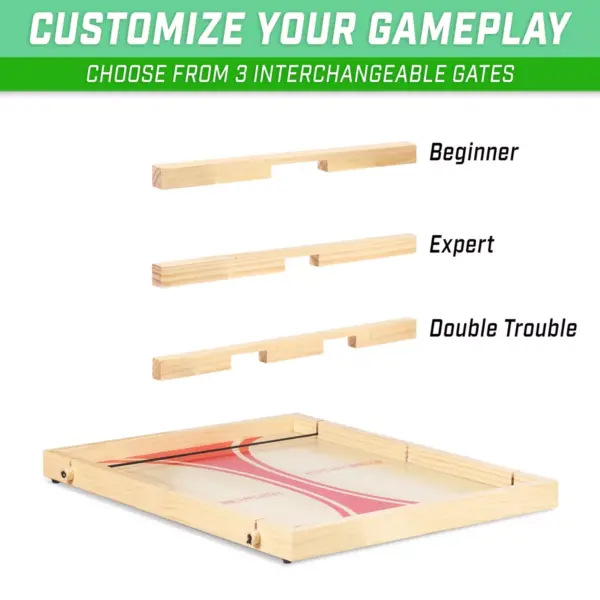 GoSports Pass The Puck Rapid-Shot Premium Wooden Indoors Tabletop Board Game Set, Natural Finish