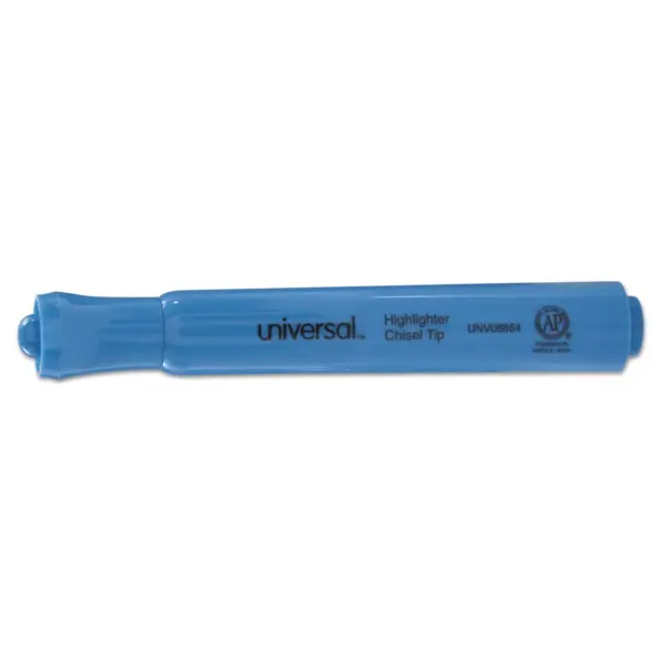 UNIVERSAL Desk Highlighter Chisel Tip Fluorescent Blue Dozen 08864