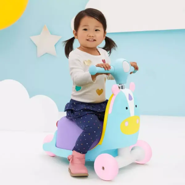 Skip Hop Kids' 3-in-1 Ride On Scooter and Wagon Toy - Unicorn