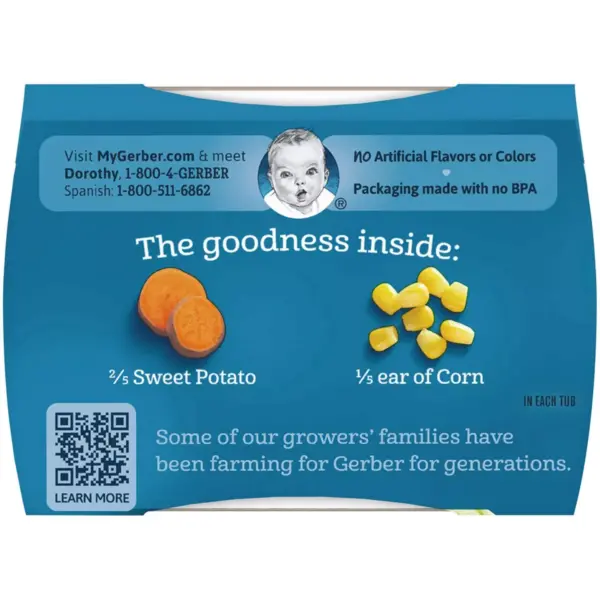 Gerber Sitter 2nd Foods Sweet Potato Corn Baby Meals Tubs - 2ct/4oz Each