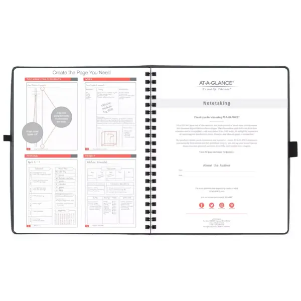 Professional Spiral Subject Notebook Wirebound - Gray - AT - A - GLANCE