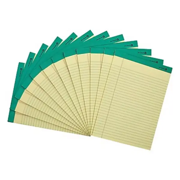 MyOfficeInnovations 100% Recy Perforated Notepads Canary 8-1/2" x 11-3/4" Wide Ruled 12/PK 815592