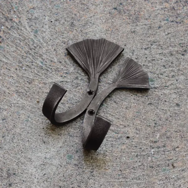 6.5" Steel Double Ginkgo Leaf Wall Hook Black - ACHLA Designs