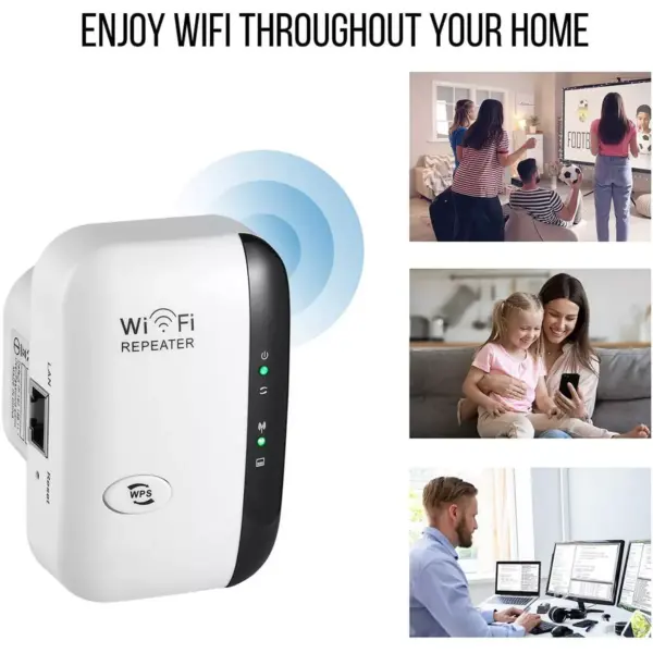 Dartwood WiFi Extender and Booster - Range Repeater with Coverage up to 1000 sq.ft and 10 Devices - For Wi-Fi 2.4GHz and Up to 300 Mbps