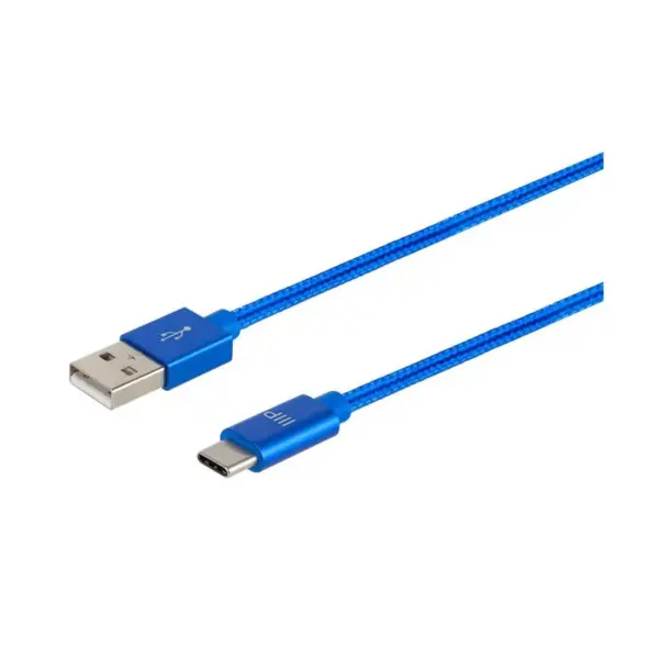 Monoprice USB 2.0 Type-C to Type-A Charge and Sync Nylon-Braid Cable - 1.5 Feet - Blue, Up to 480Mbps, Fast Charging, Aluminum Connectors