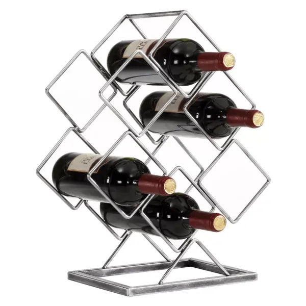 Danya B 6 Bottle Electroplated Wine Rack Antique Silver