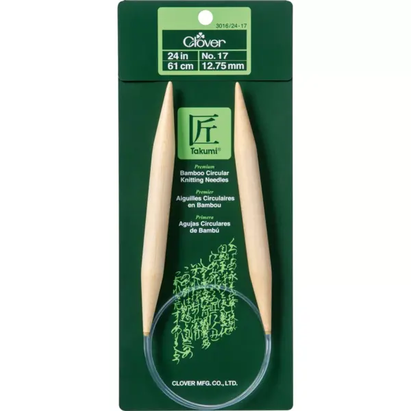 Takumi Bamboo Circular Knitting Needles 24"-Size 17