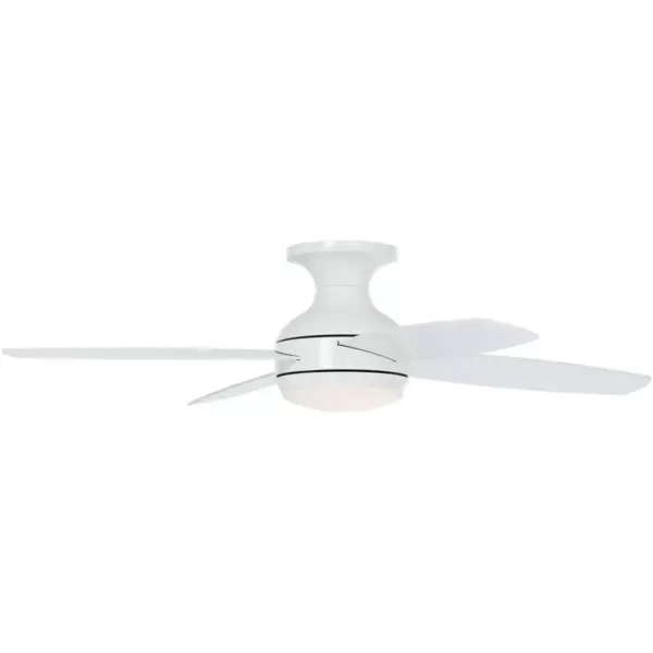 52" Casa Vieja Modern Hugger Ceiling Fan with Light LED Dimmable Remote Control Flush Mount White Opal Glass for Living Room