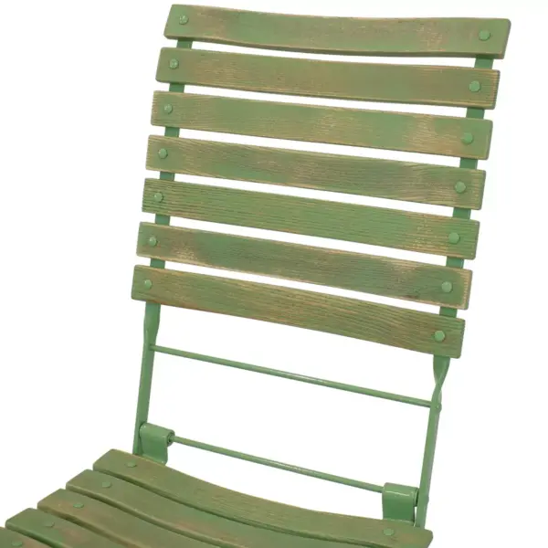 Sunnydaze Indoor/Outdoor Patio or Dining Café Couleur European Chestnut Wooden Folding Bistro Chair - Green - 2pk