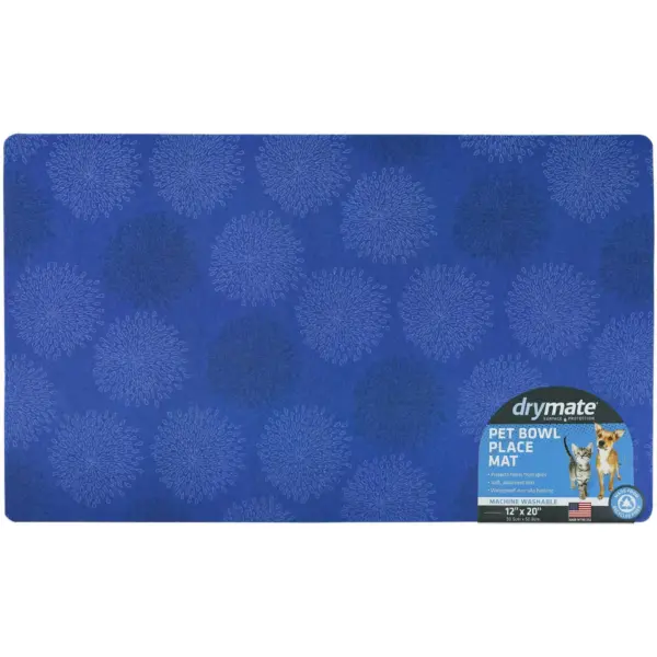 Drymate Dog and Cat Feeding Placemat - Floral Blue