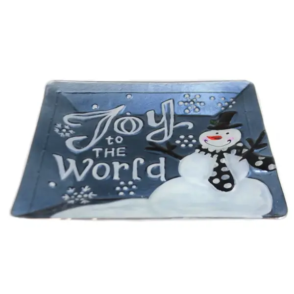 Tabletop 12.5" Joy  Grey/Blue Platter World Glass Fusion Gold Crest Distributing  -  Serving Platters