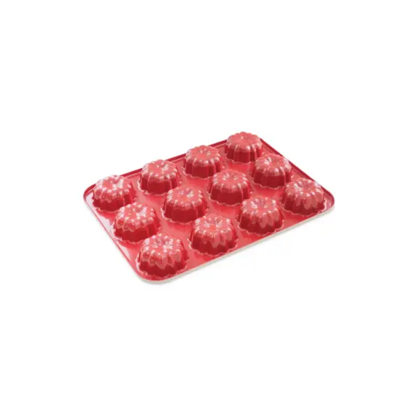 Nordic Ware 12-Cavity Bundt Cupcake Pan, Mini, Red