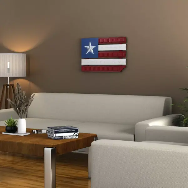 Wood & Metal Flag Wall Decor - Alpine Corporation