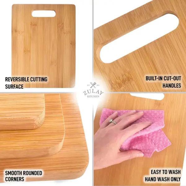 Zulay Kitchen Bamboo Wooden Cutting Boards