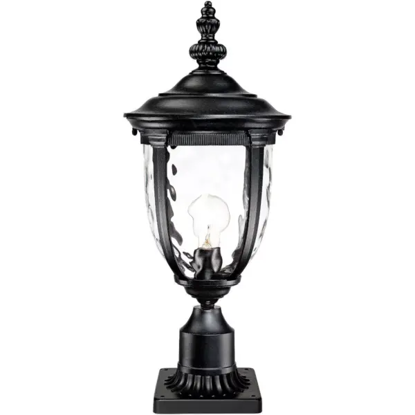 John Timberland Post Light Pier Mount Textured Black  24 1/2" Hammered Glass for Deck Porch Patio