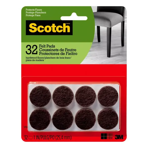 Scotch 1" 32pk Felt Pads Brown