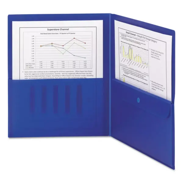 Smead Poly Two-Pocket Folder w/Security Pocket 11 x 8 1/2 Blue 5/Pack 87701