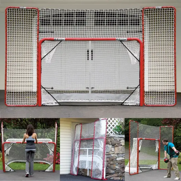 EZ Goal Portable Folding Regulation Size Hockey Training Goal Net with Backstop