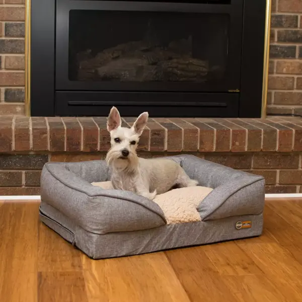 K&H Pet Products Small Sized Washable Pet Furniture Comfortable Over Stuffed Pillow Top Orthopedic Dog Bed Lounger, 18 x 24 Inches, Classy Gray