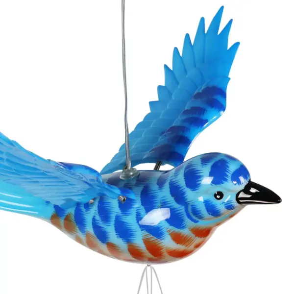 9.25" Metal and Plastic Solar Bird Fluttering Wings Wind Chime Blue - Exhart