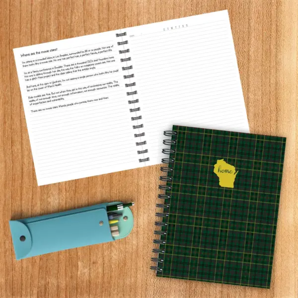 Journal 7.25" x 9.25" Green Plaid - Wisconsin