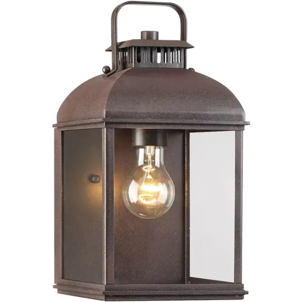 John Timberland Rustic Outdoor Wall Light Fixture Rust 16 1/2" Clear Glass Lantern for Exterior House Porch Patio Deck