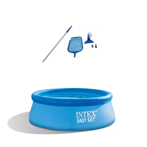 Intex Clean Kit w/ Vacuum Skimmer w/ Intex 8Ft x 30In Inflatable Swimming Pool