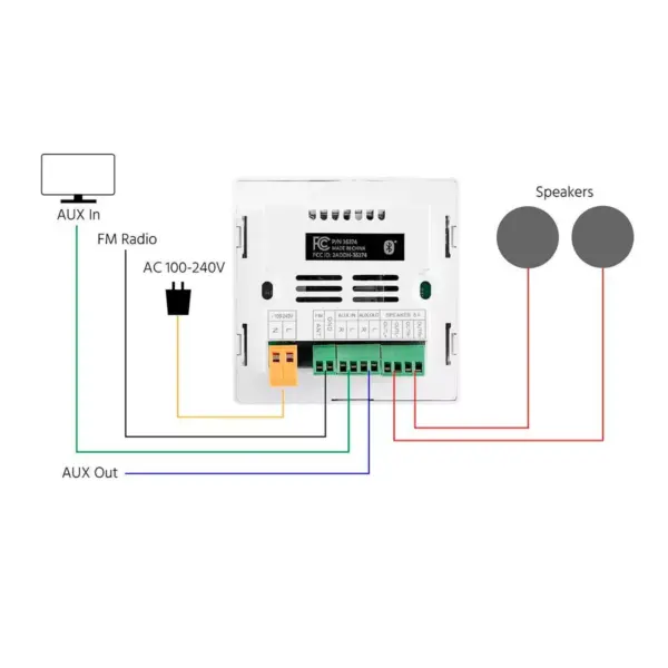 Monoprice Wall Mount Music Amplifier, 40 Watts With Bluetooth 2.1, Line Level Aux, microSD Slot, FM Radio, And Wireless IR Remote - Commercial Audio