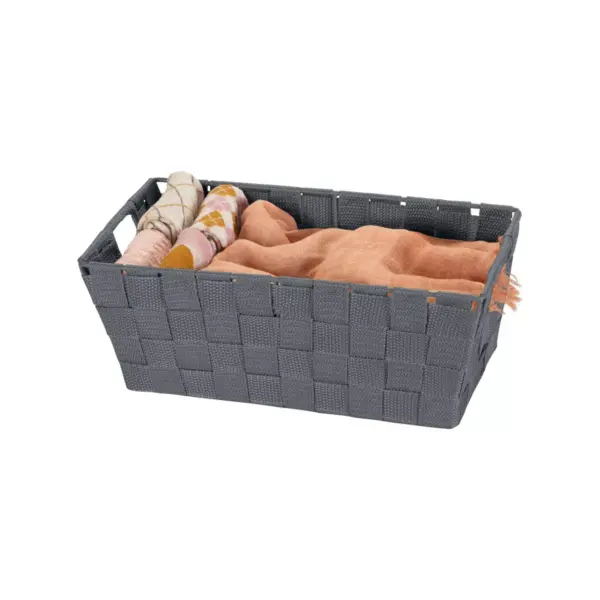 Simplify Small 6.5" Woven Strap Storage Bin Gray