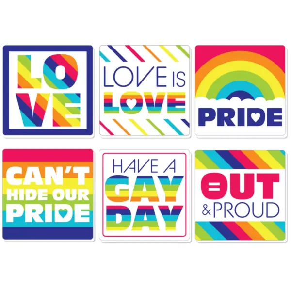 Big Dot of Happiness Love is Love - Gay Pride - LGBTQ Rainbow Party Decorations - Drink Coasters - Set of 6