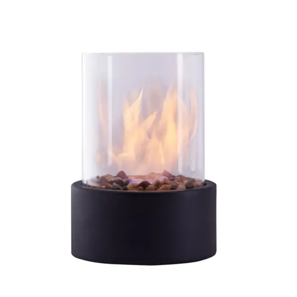 8.25"x11.375" Ventless Smokeless Glass & Black Metal Column Tabletop Fire Pit - Dayna B.