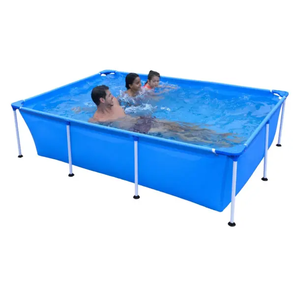 JLeisure Avenli 17818 Outdoor Backyard 8.5 x 6 x 2 Feet Above Ground Rectangular Steel Frame Pool with Repair Kit for Kids and Adults, Blue