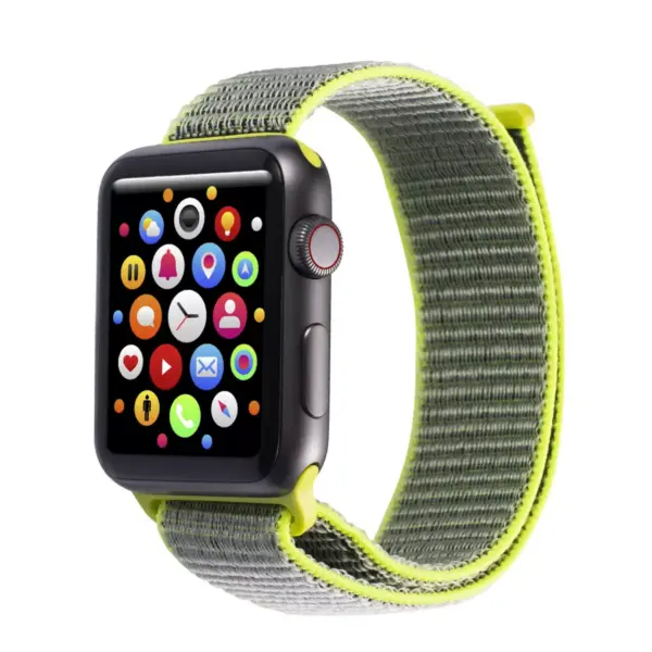 Insten Soft Woven Nylon Band for Apple Watch 42mm 44mm All Series SE 6 5 4 3 2 1, For Women Men Girls Boys Replacement Strap, Bright Yellow