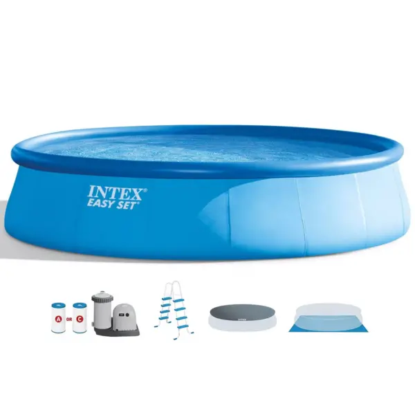 Intex 18ft x 48in Inflatable Easy Set Pool w/ Ladder, Pump, & Winterizing Kit