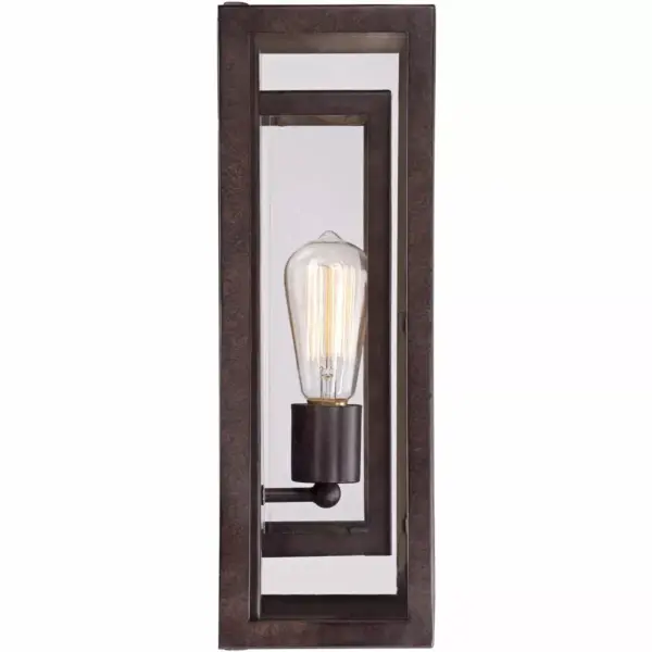 Possini Euro Design Modern Outdoor Wall Light Fixture Bronze Double Box 15 1/2" Clear Glass Exterior House Deck