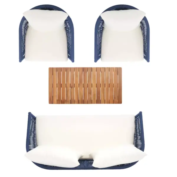 Velso 4pc Living Set - Navy/Beige - Safavieh