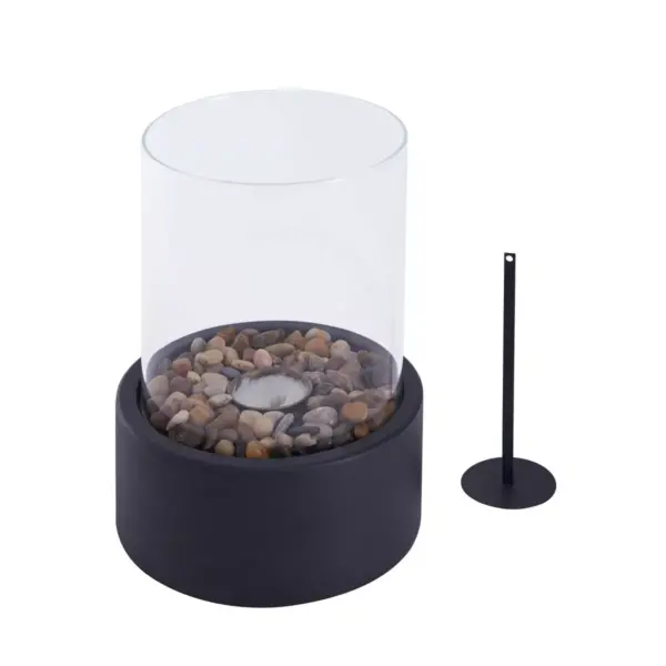 8.25"x11.375" Ventless Smokeless Glass & Black Metal Column Tabletop Fire Pit - Dayna B.