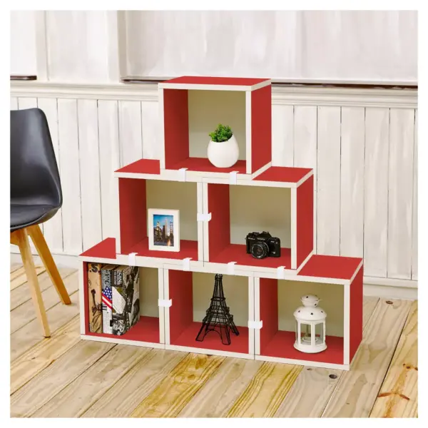 Way Basics Stackable Eco Cube Storage Cubby Organizer Red