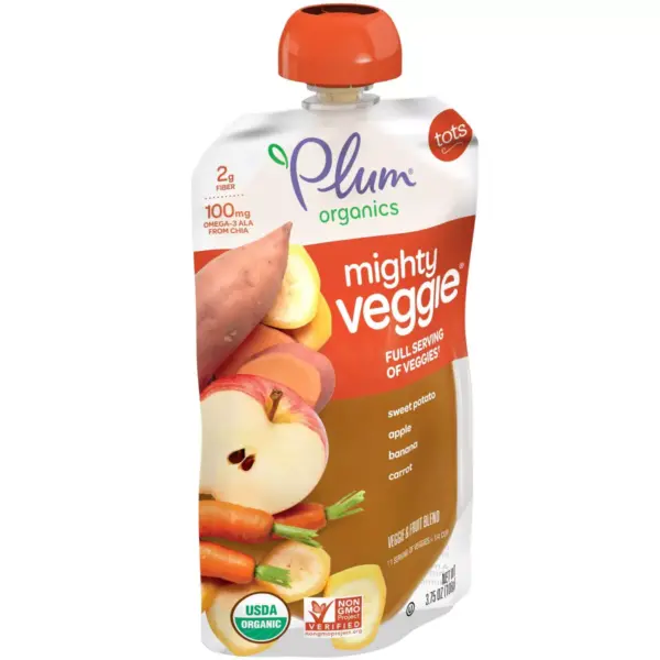 Plum Organics Mighty Veggie Sweet Potato Apple Banana Carrot Baby Food Pouch - 3.75oz