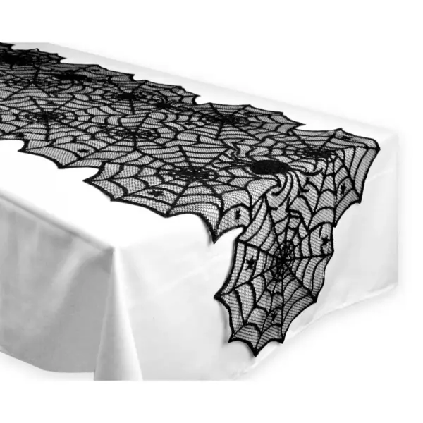 Halloween Lace Table Runner Black - Design Imports