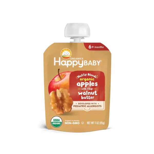 HappyBaby Nutty Blends Organic Apple & Walnut Butter Baby Food Pouch - 3oz