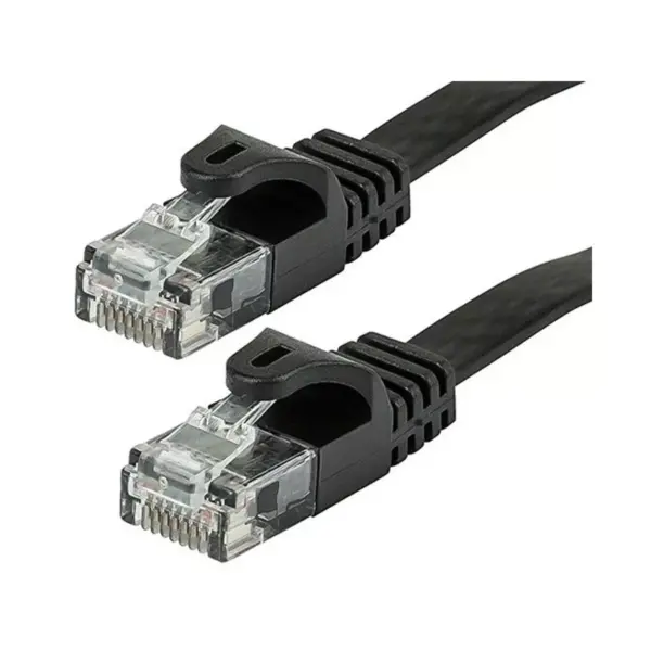 Monoprice Cat5e Ethernet Patch Cable - 0.5 Feet - Black | Network Internet Cord - RJ45, Flat,Stranded, 350Mhz, UTP, Pure Bare Copper Wire, 30AWG