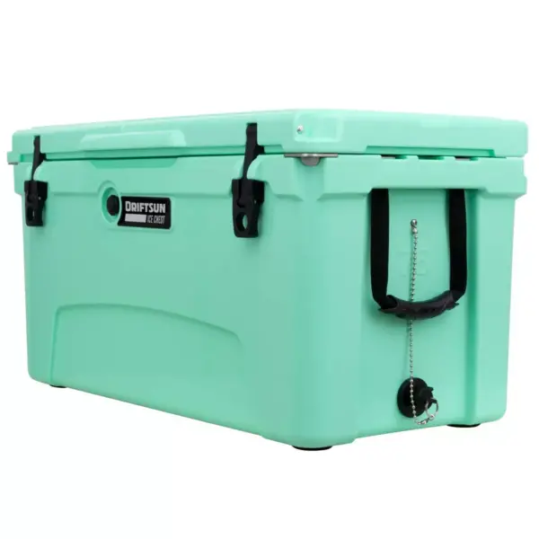 Driftsun Heavy Duty Rotomolded Thermoplastic UV Resistant Portable 75 Quart Insulated Hardside Ice Chest Beverage Cooler, Seafoam Green