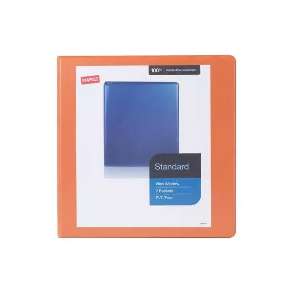 Staples Standard 2" 3-Ring View Binder Orange (26446-CC) 82642