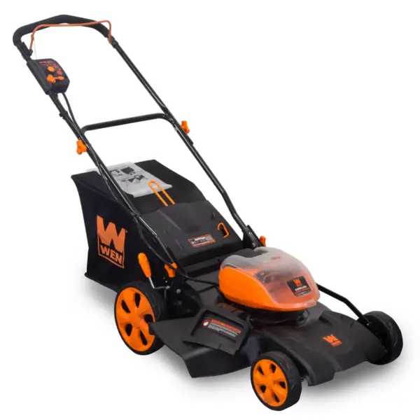 WEN 40439BT 40V Max Lithium Ion 19" Cordless 3-in-1 Lawn Mower with 16-Gallon Bag