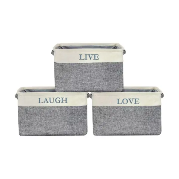 Sorbus 3pk Twill Storage Basket Set Love Live Laugh