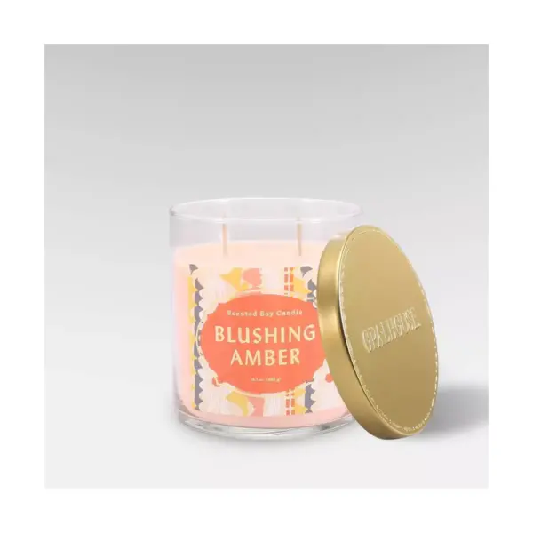 15.1oz Lidded Glass Jar 2-Wick Candle Blushing Amber - Opalhouse™