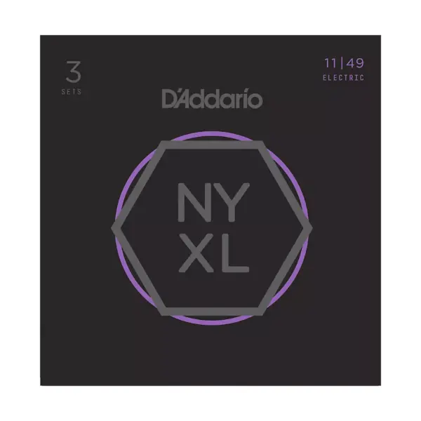 D'Addario NYXL1149 Medium 3-Pack Electric Guitar Strings and NS Reflex Capo Antique Bronze