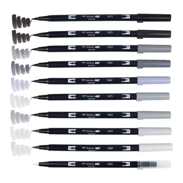 Tombow 10ct Dual Brush Pen Art Markers - Grayscale